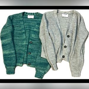 2 for the price of 1 (green and grey).  Girls Button up sweaters size 10-12